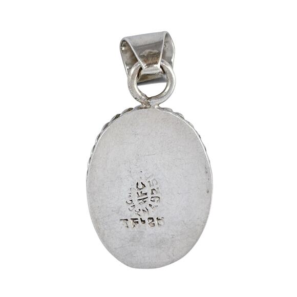 Oval Onyx Pendant | Vintage Mexico Taxco TF-28 | Sterling Silver 925 - Picture 4 of 7